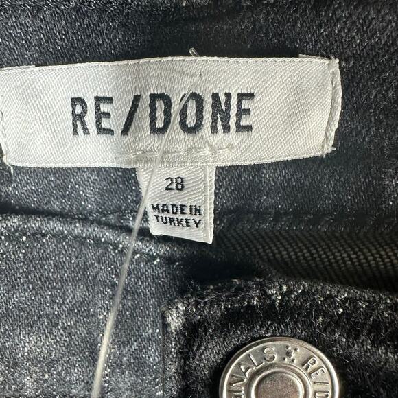 RE/DONE 90s High Rise Ankle Crop Size 28 Onyx Fade Button Fly Stretch - Picture 3 of 15